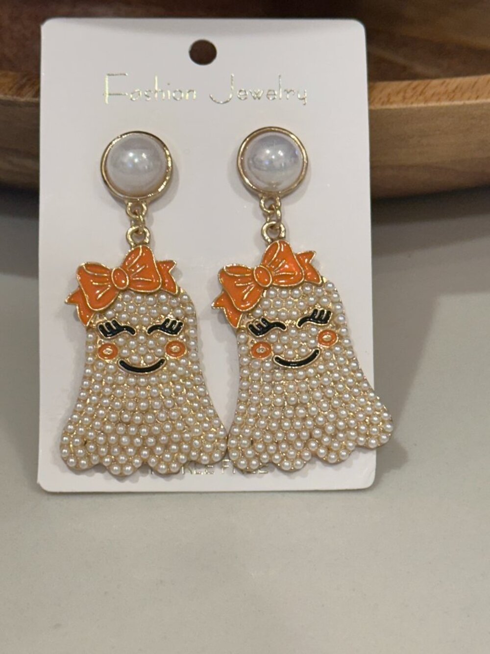 Pearly Girly Ghost Halloween Earrings
